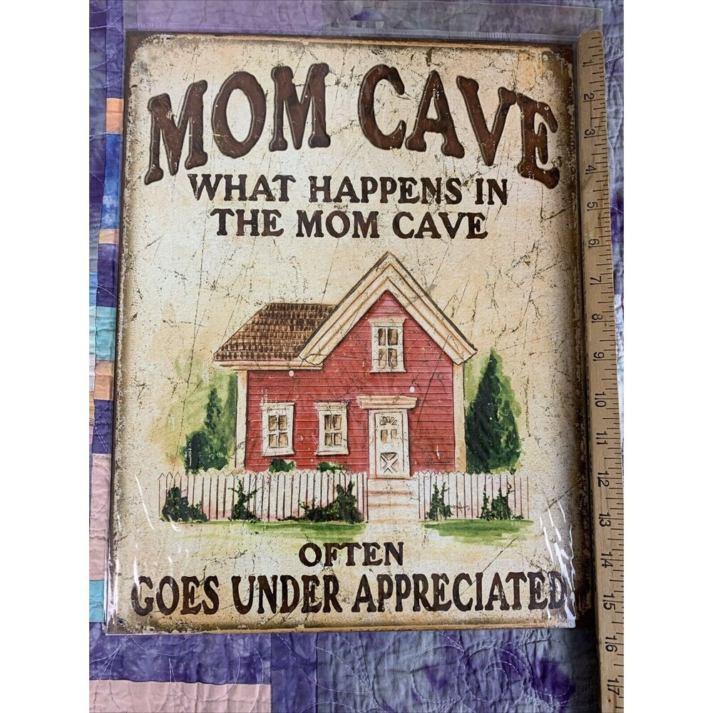 Mom Cave What Happens In The Mom Cave 12.5x16 Man Cave Tin Sign She Shack Decor - Picture 3 of 3